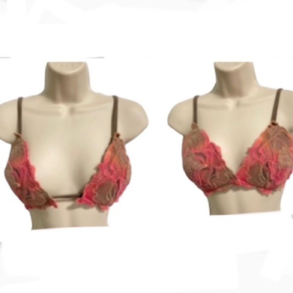 BLUE GLUE Floral Lace Boho Convertible Bra Bralette Suede Straps Womens Small